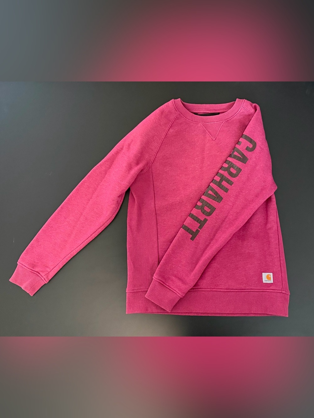 Carhartt Crewneck Sweatshirt in Magenta with Sleeve Logo
